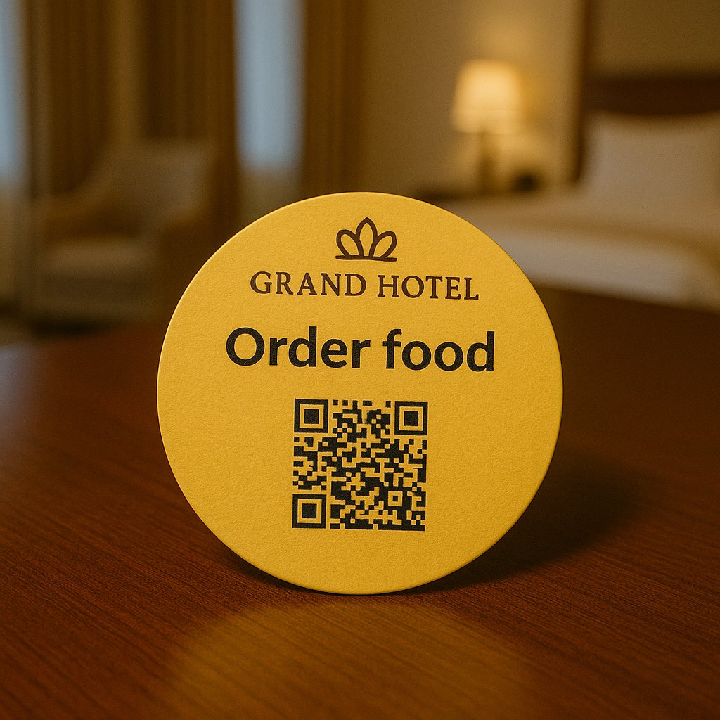 Hotel table tent with QR for food ordering