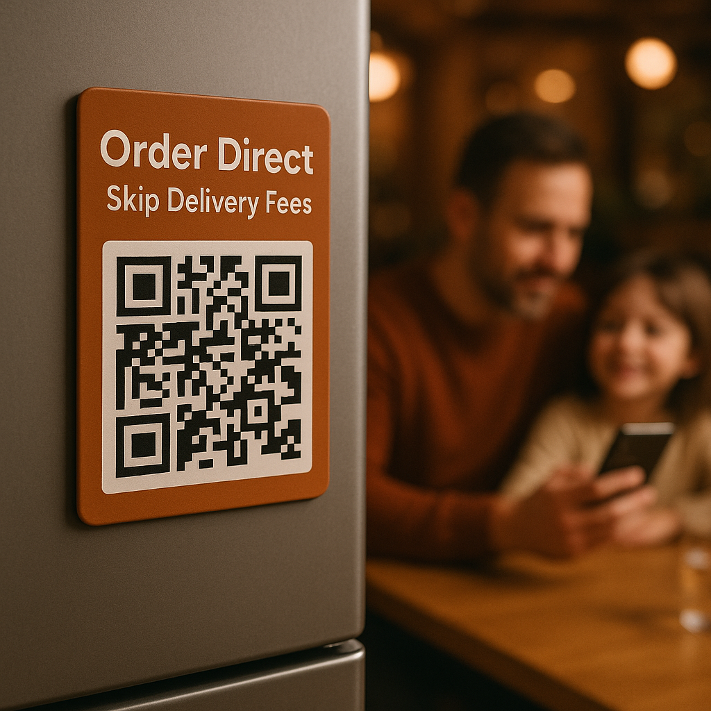 Restaurant wall sign with QR for direct ordering